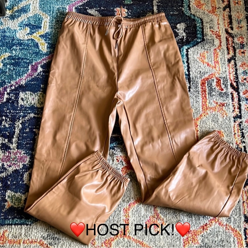 🎉HOST PICK🎉Pleather joggers. Camel colored - Picture 1 of 2